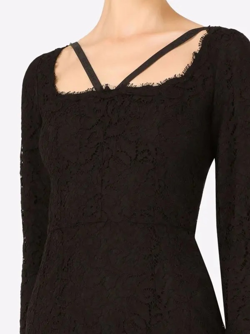 Dolce & Gabbana Black Lace Mini Dress with Strappy Square Neck - Picture 4 of 6